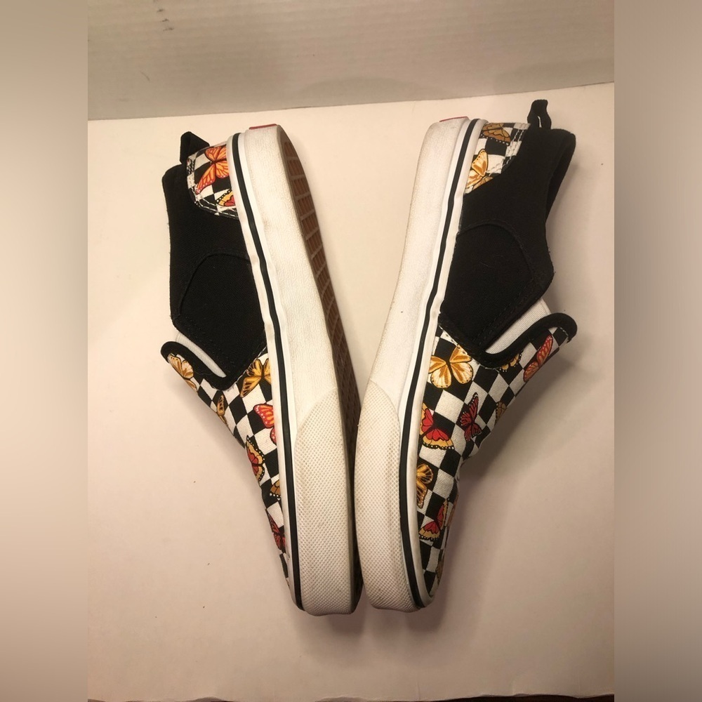 Vans Kids Slip-On Butterfly Checkered Shoes - Black and Multicolor - Picture 12 of 16